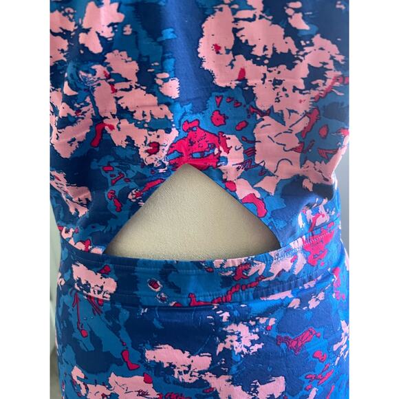 Armani Exchange Multicolor Art Sleeveless V-Neck Lined Stretch MIDI Dress Sz 14 - Picture 5 of 10